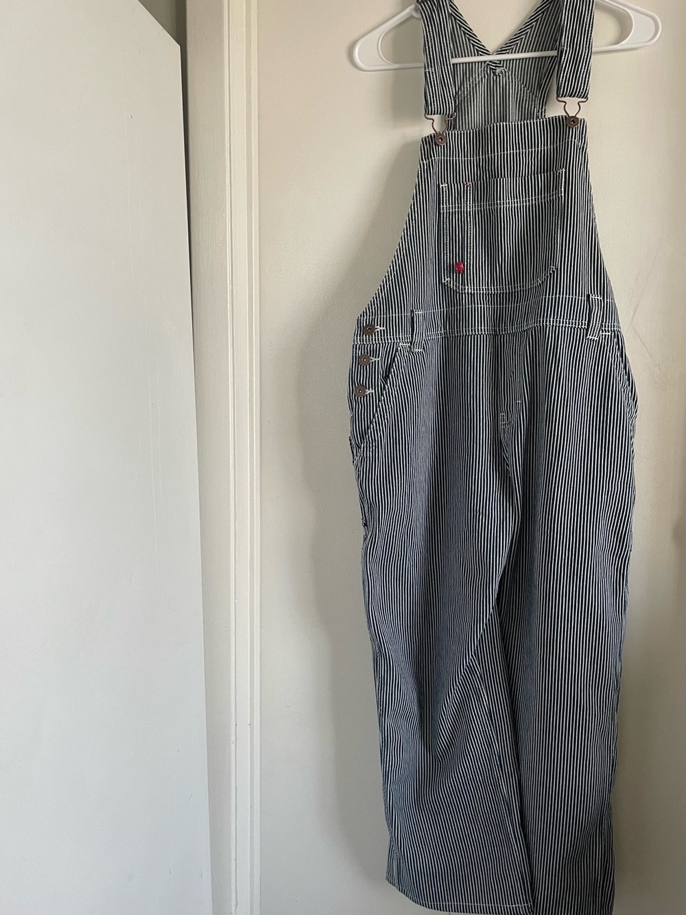 Dickies Women's Striped Denim Overalls - Black & White